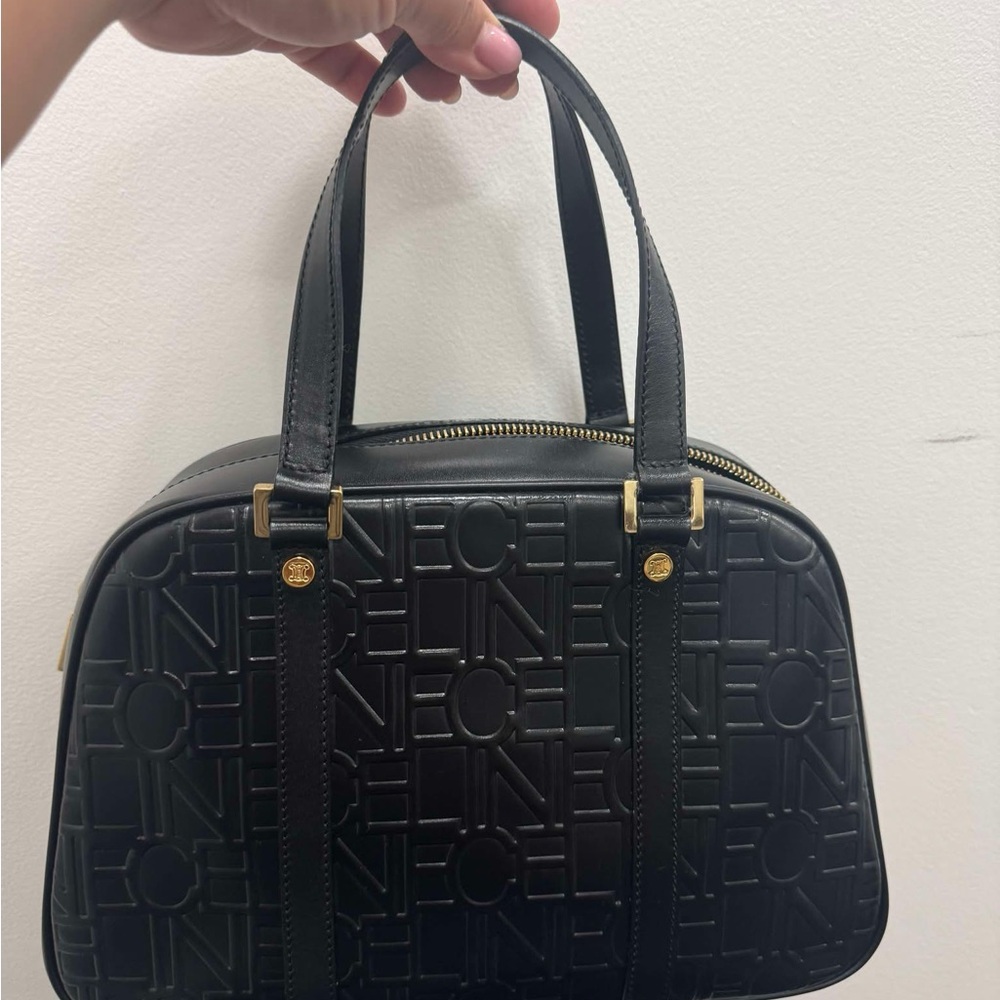 Authentic Celine Black Embossed Satchel
